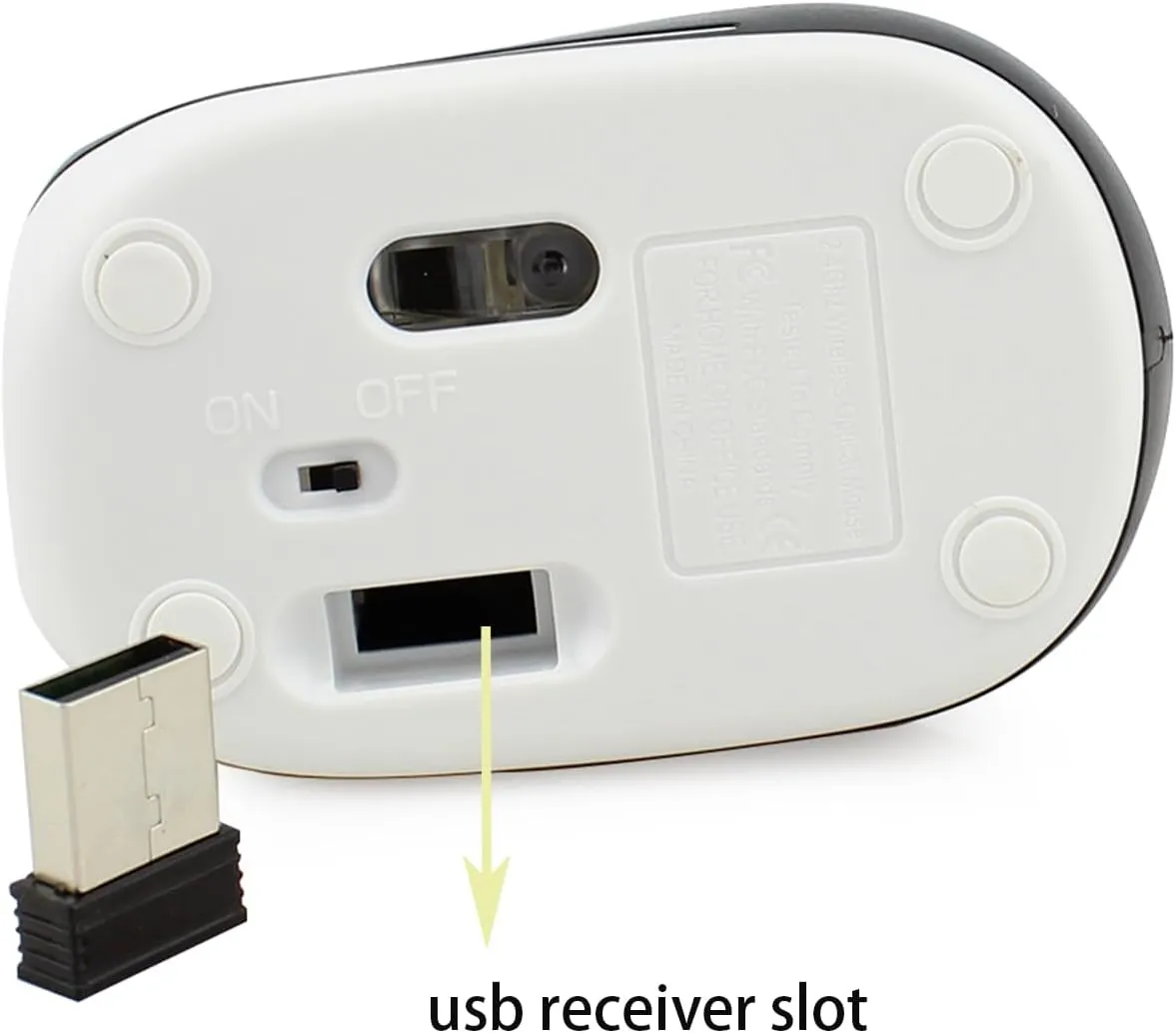 YOCUNKER Wireless Mini Mouse Ultra Portable, 1000DPI Computer Mouse Cordless, 2.4 GHz with USB Receiver, Optical Tracking, 3-Buttons, PC/Laptop (Black)