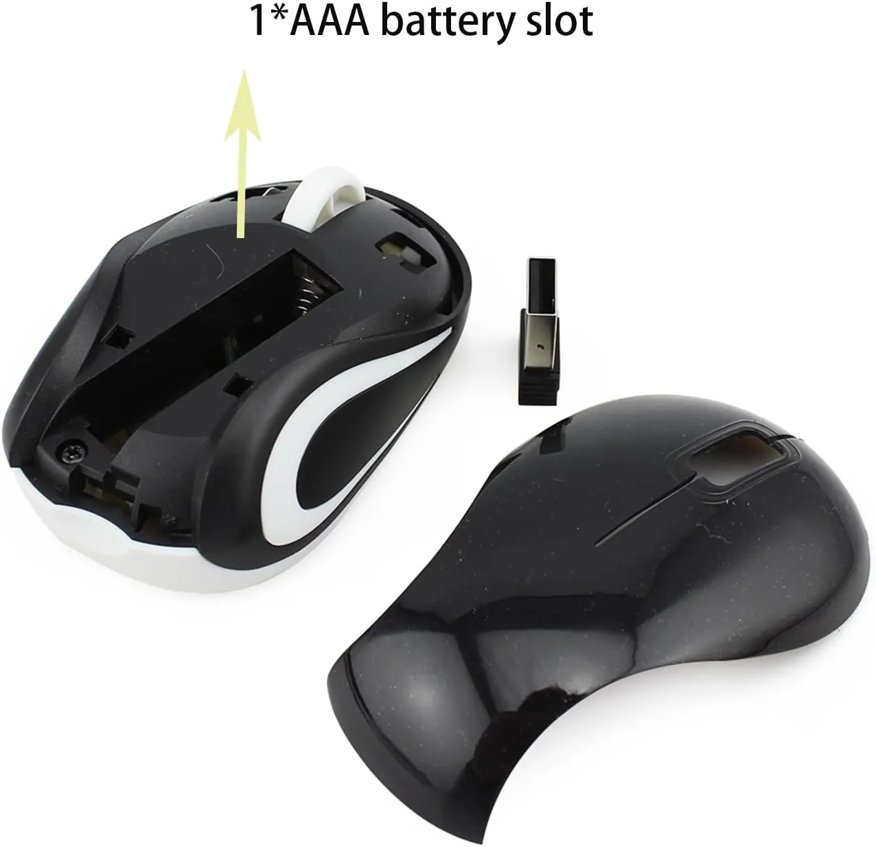 YOCUNKER Wireless Mini Mouse Ultra Portable, 1000DPI Computer Mouse Cordless, 2.4 GHz with USB Receiver, Optical Tracking, 3-Buttons, PC/Laptop (Black)